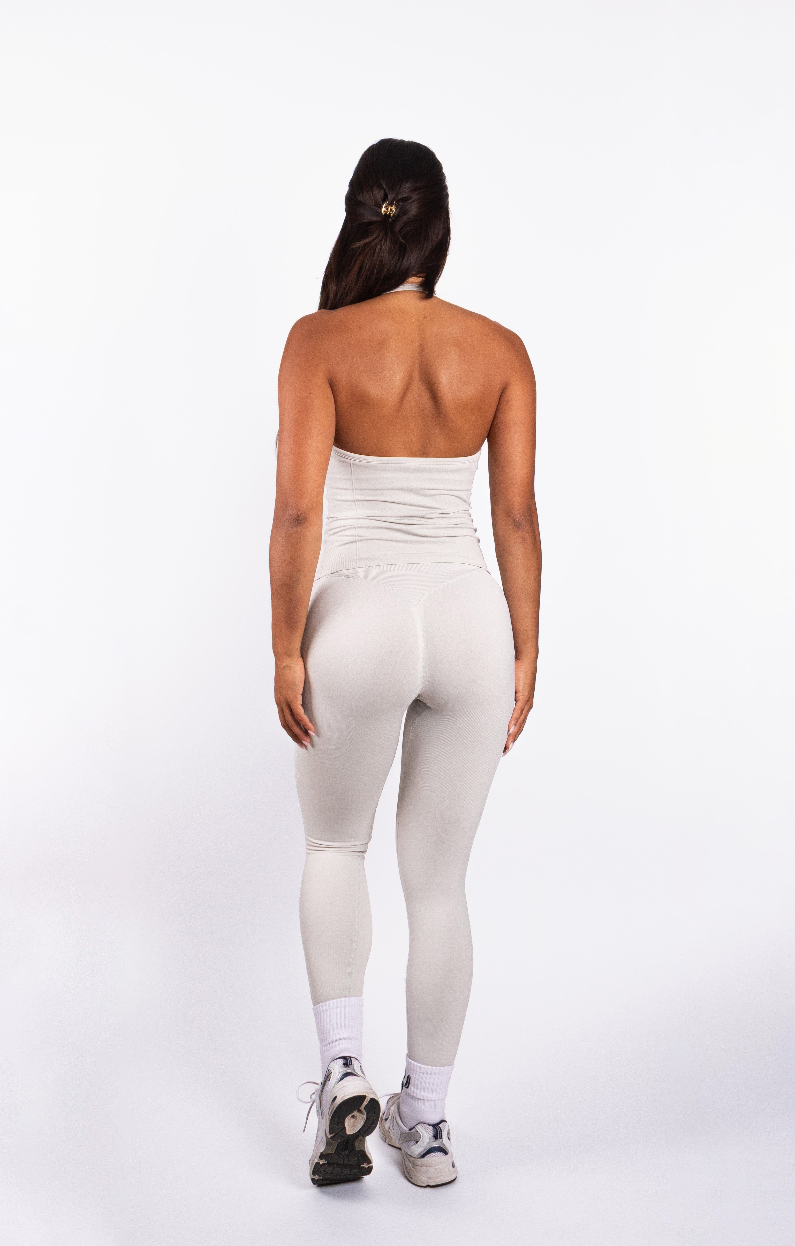 Beau Crop Top Ivory - Dames workout kleding achterkant