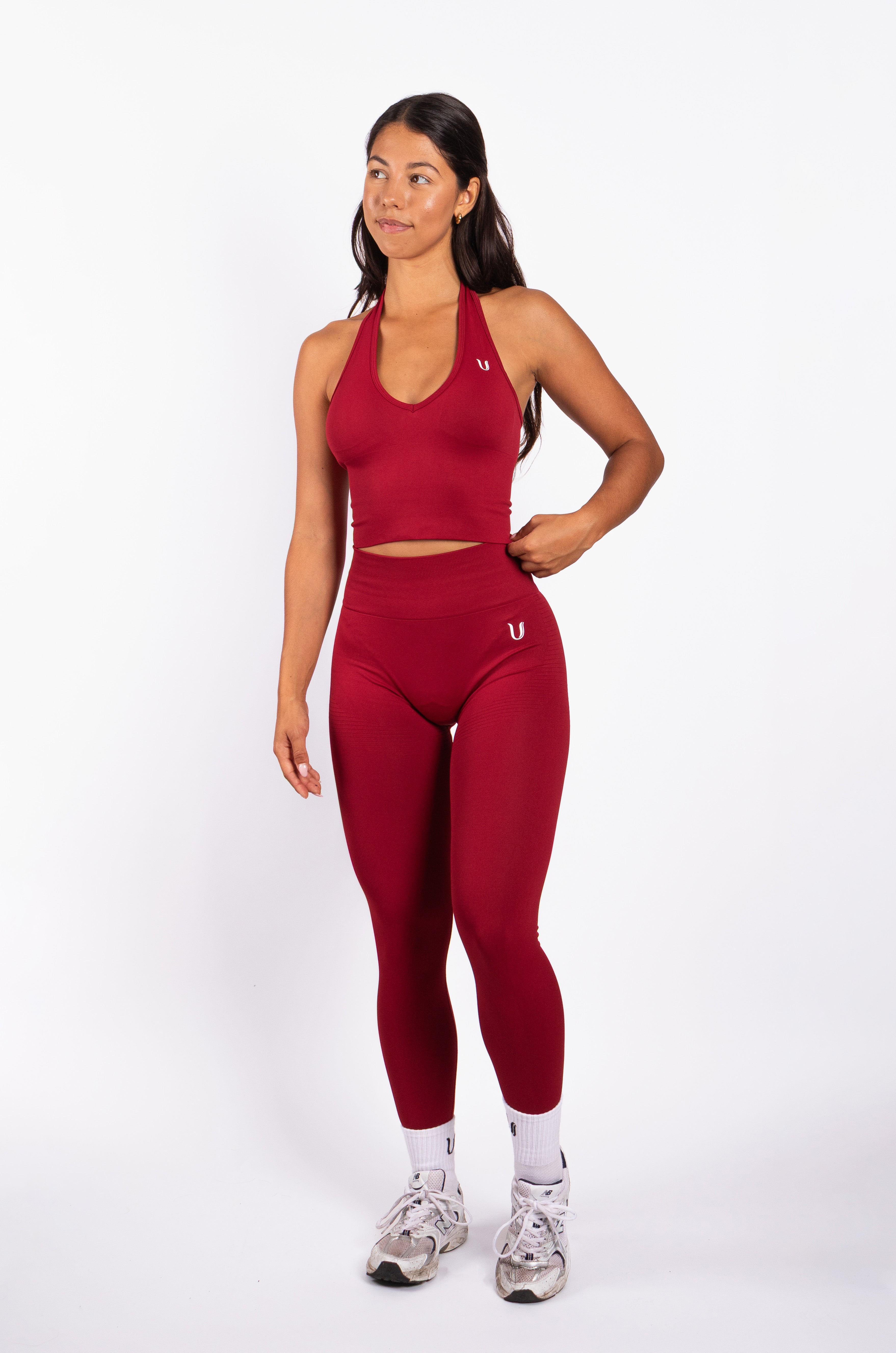 Bibi | Geribde Naadloze Legging – Rood