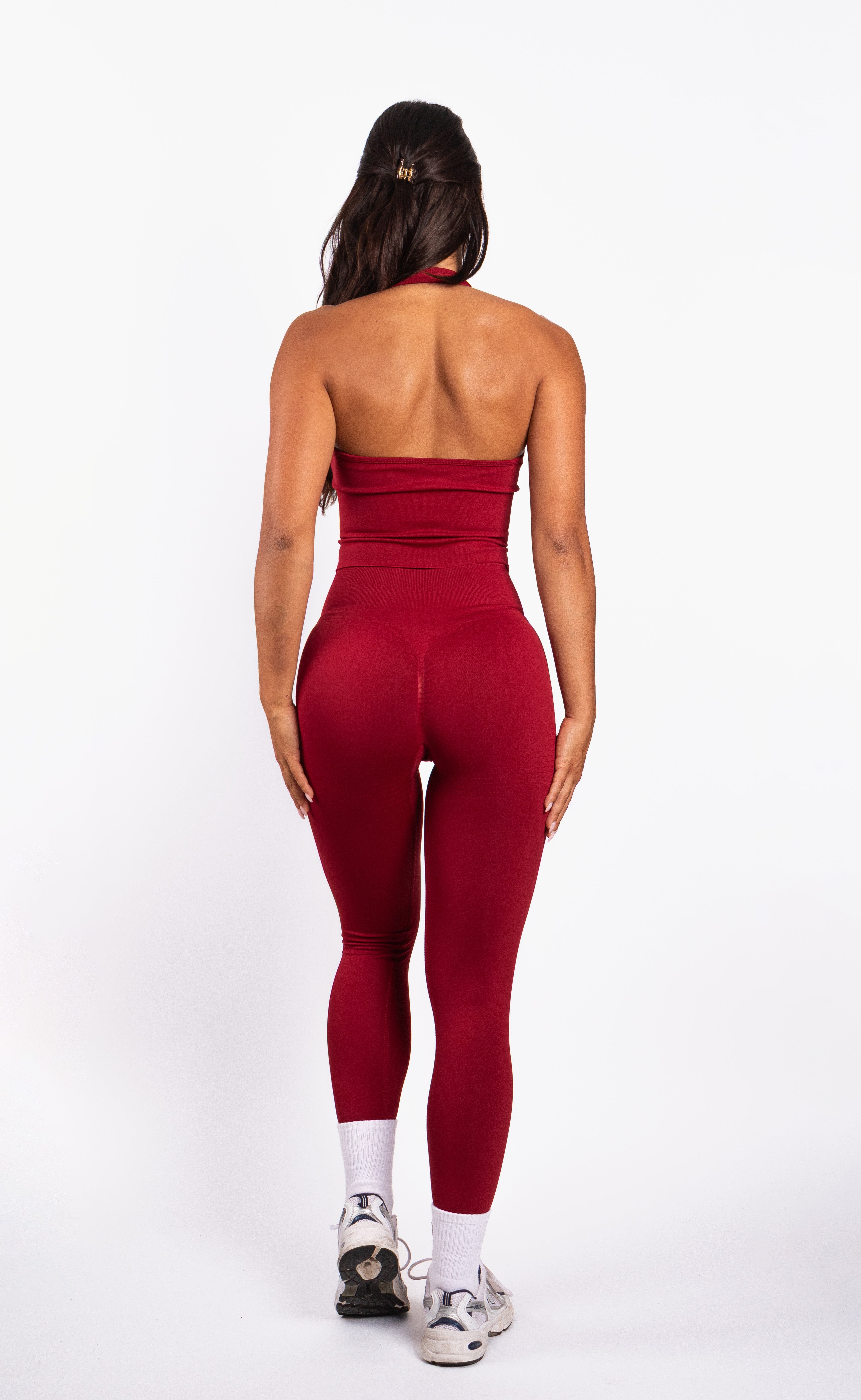 Bibi | Geribde Naadloze Halter Top – Rood