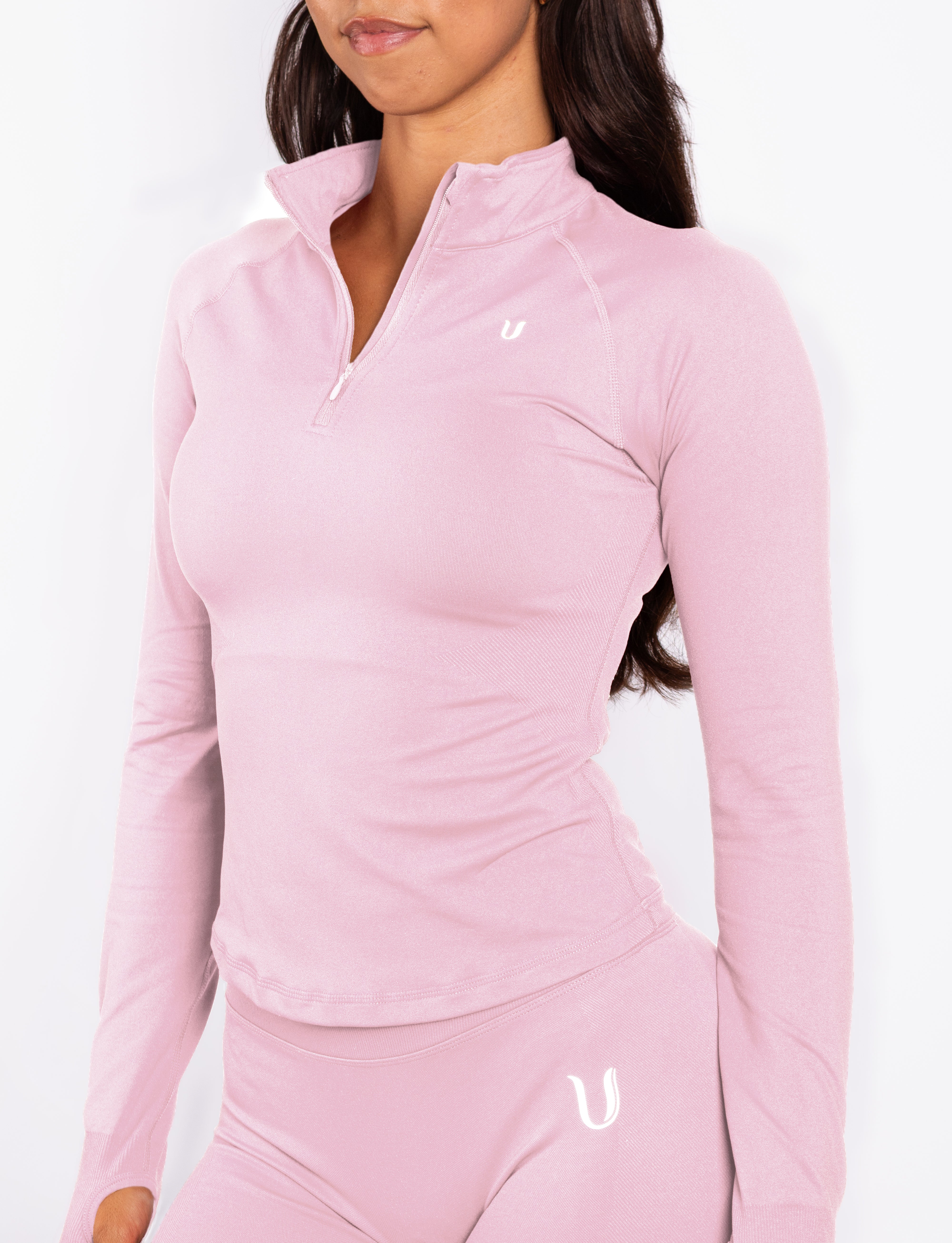Beau | Half Zip Lange Mouwen Top - Roze