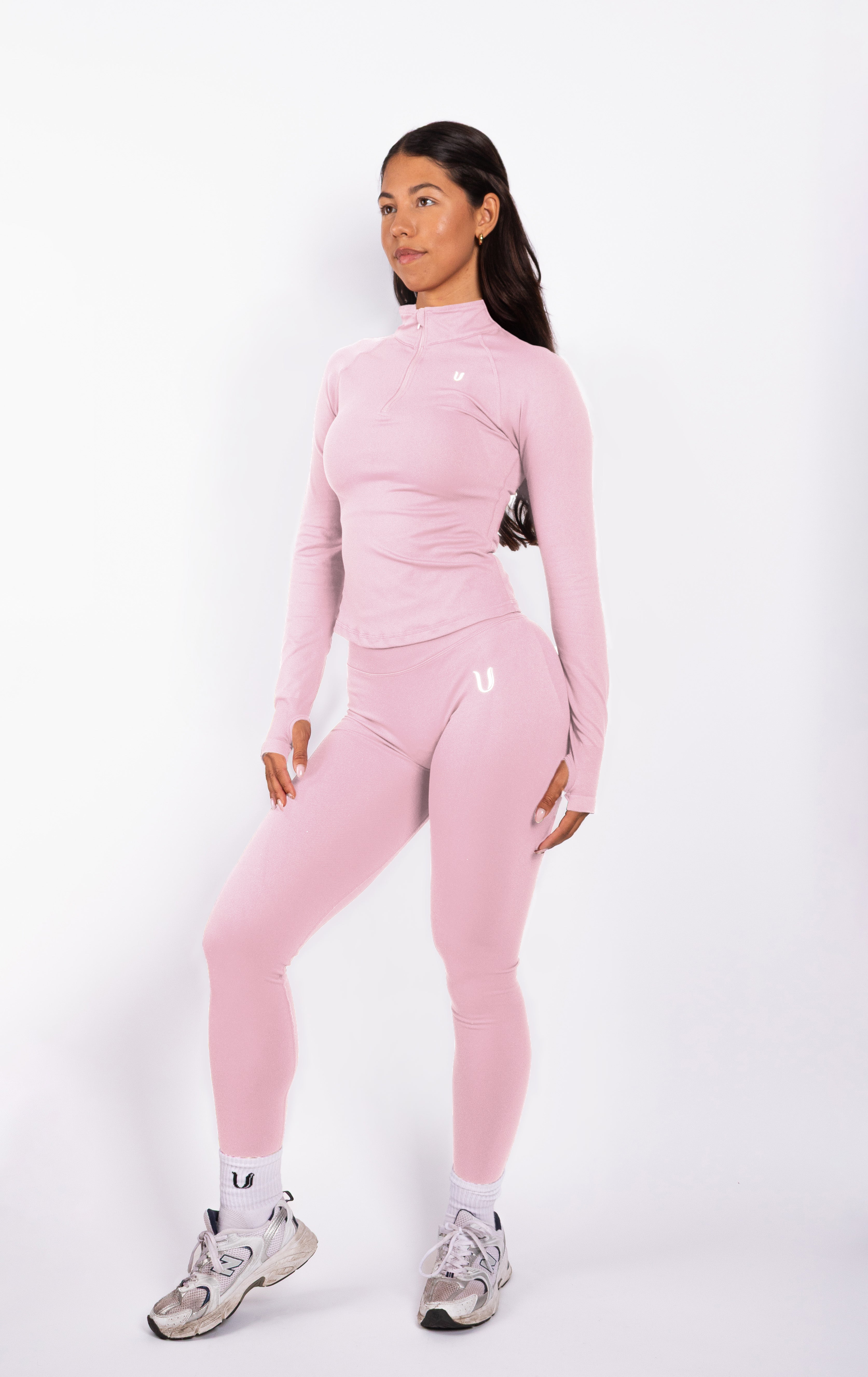 Beau | Half Zip Lange Mouwen Top - Roze