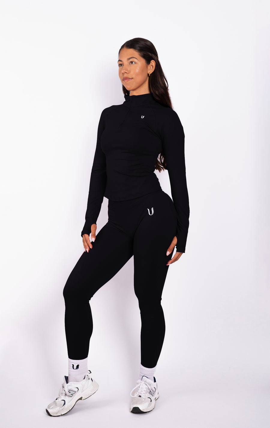 Beau | Half Zip Lange Mouwen Top - Zwart