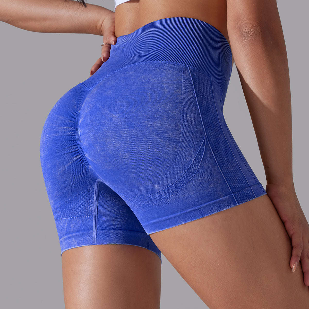 Jane | Short Scrunch Patronen - Blauw