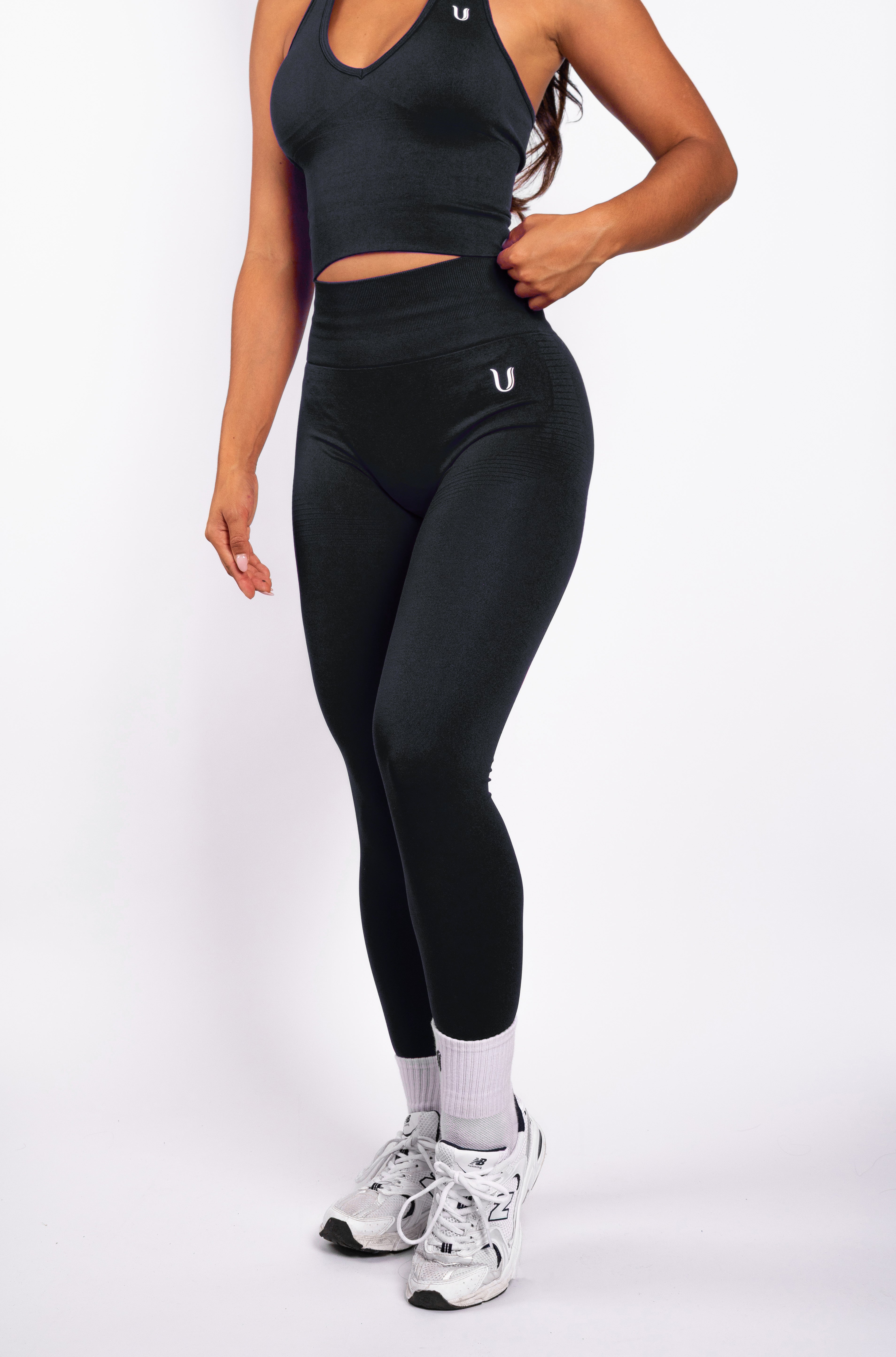 Bibi | Geribde Naadloze Legging – Zwart