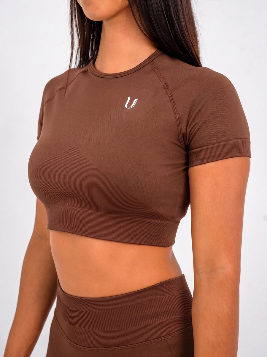 Luna | Premium Seamless Crop Top - Bruin