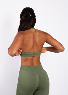 Beau Halter Support Bra Groen - Dames fitness kleding zijkant