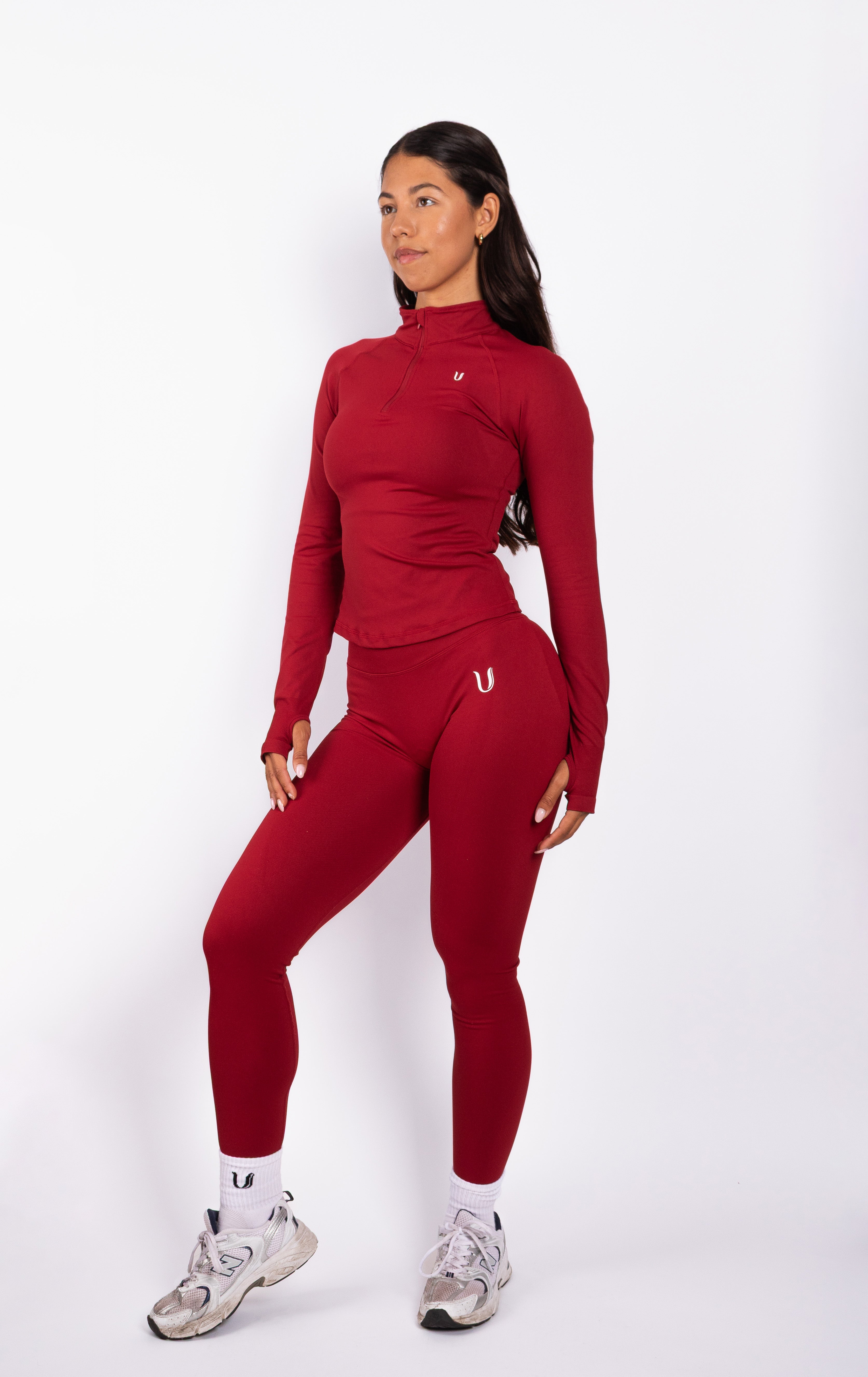 Beau | Half Zip Lange Mouwen Top - Rood