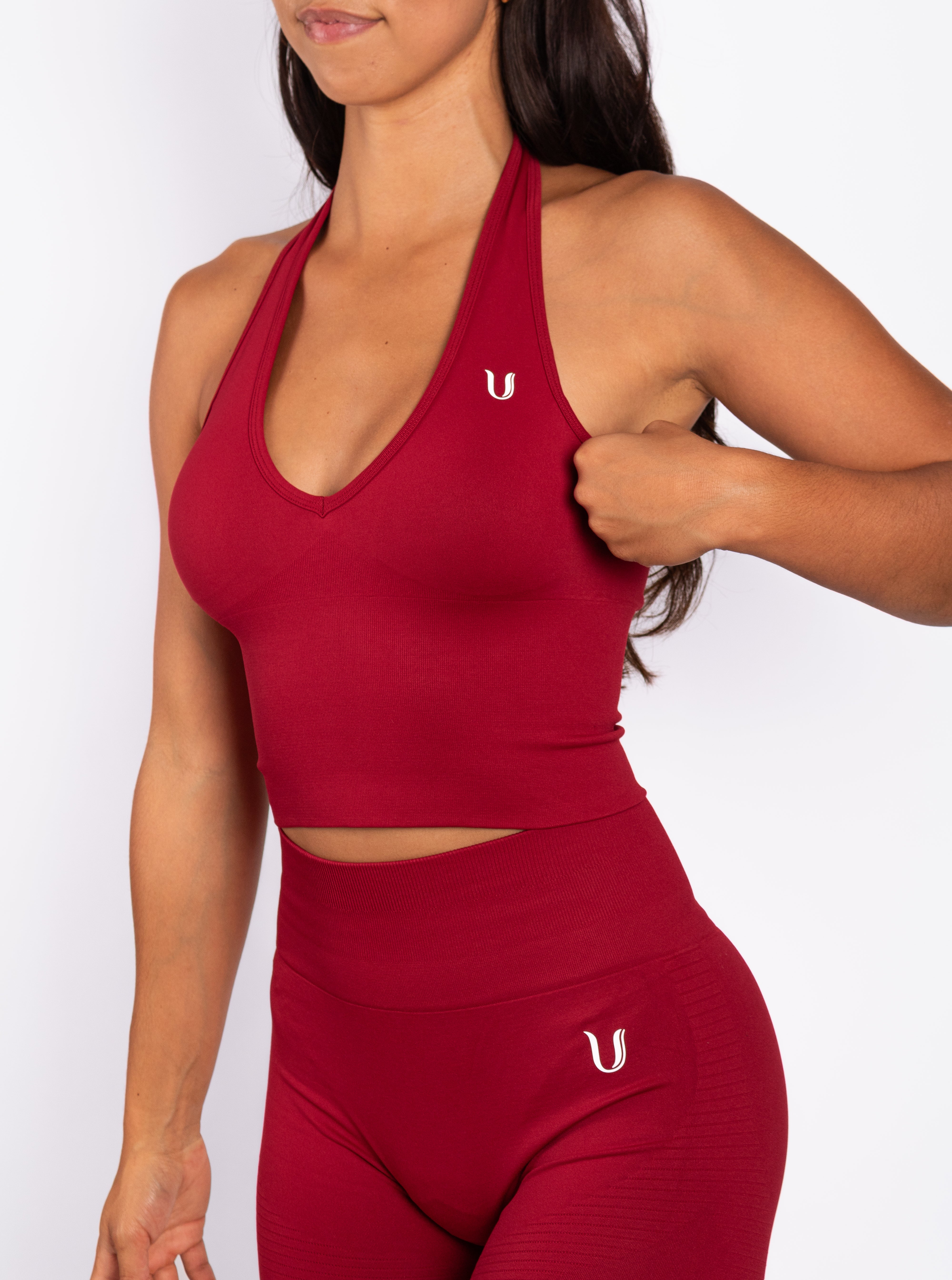 Bibi | Geribde Naadloze Halter Top – Rood