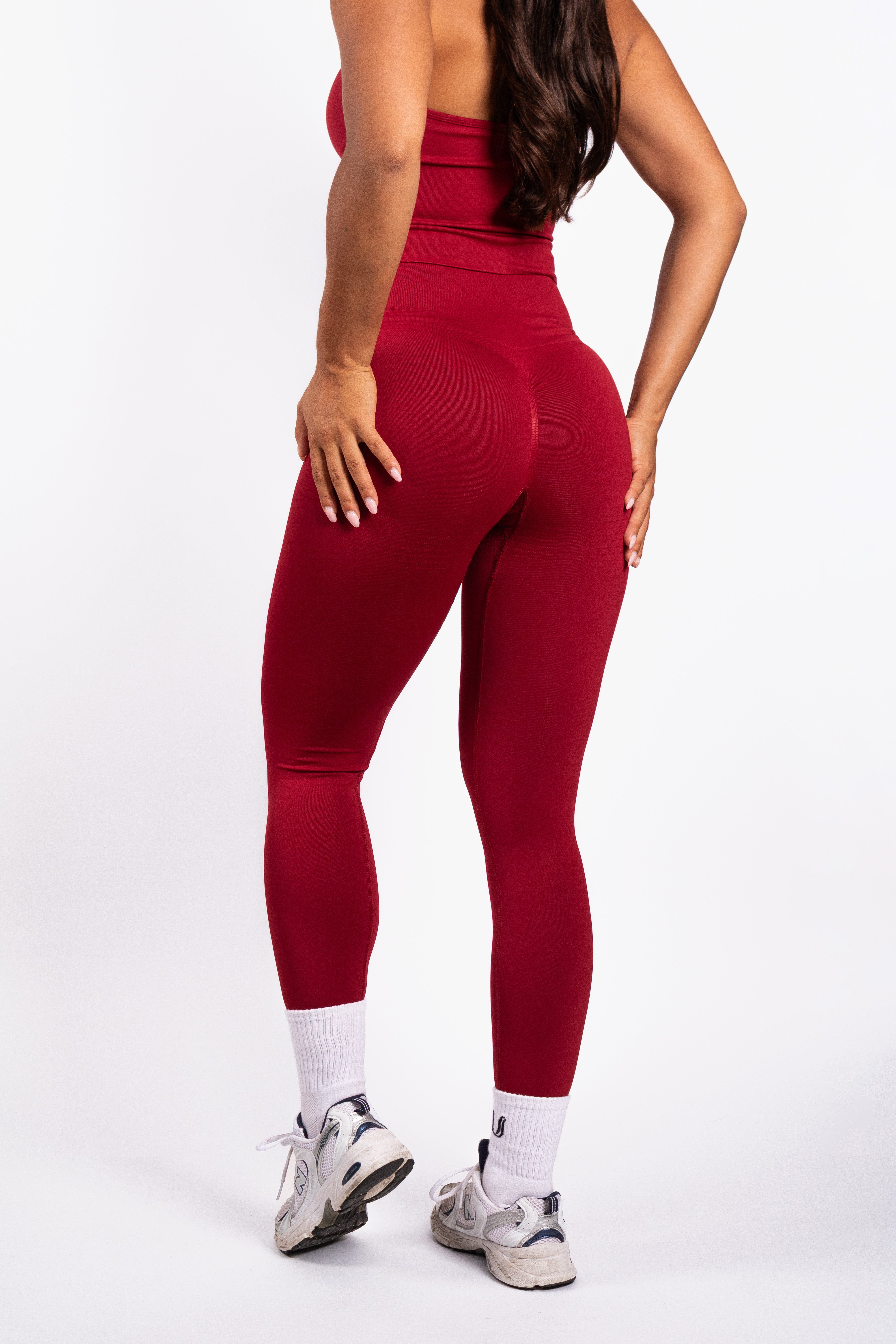 Bibi | Geribde Naadloze Legging – Rood