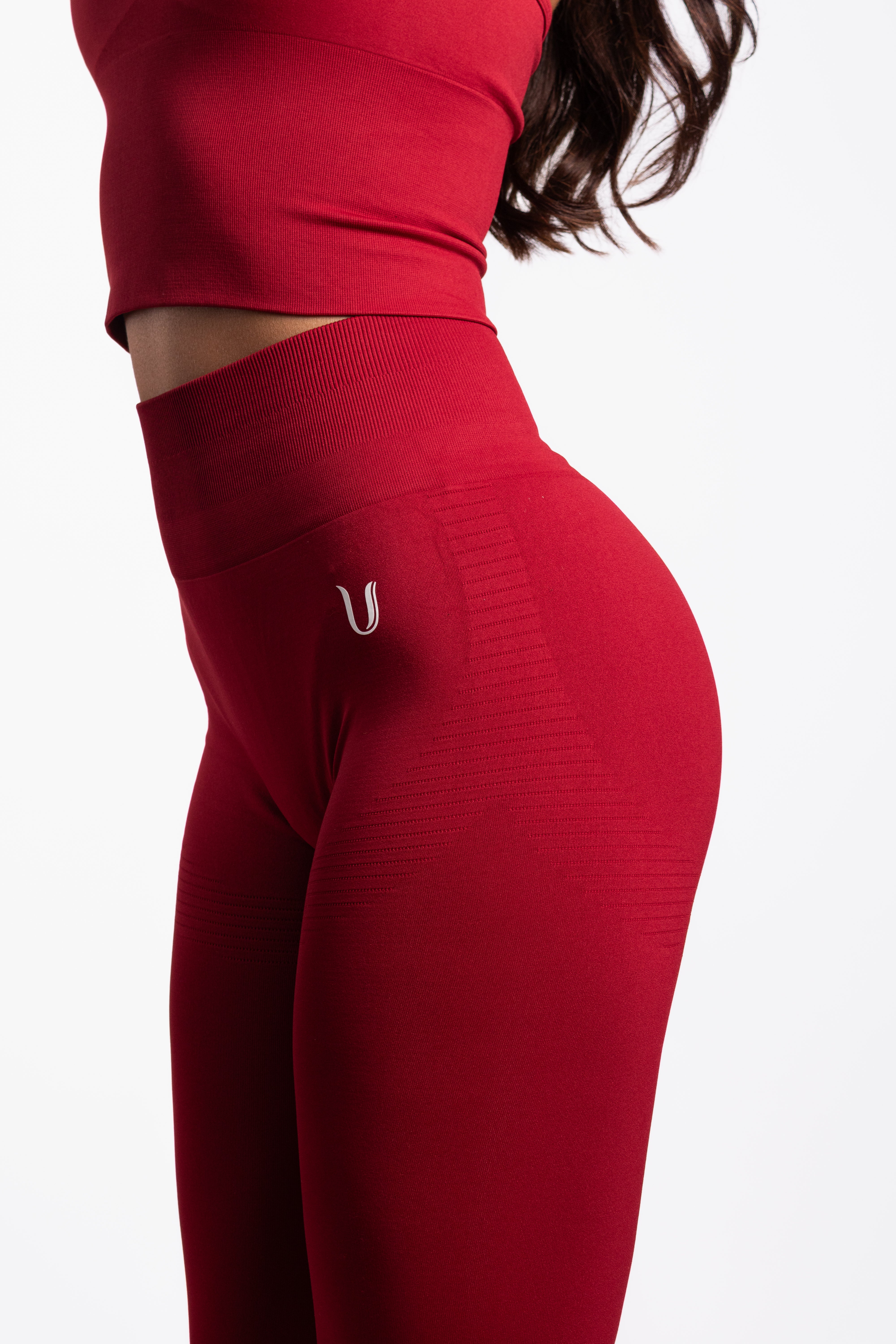 Bibi | Geribde Naadloze Legging – Rood