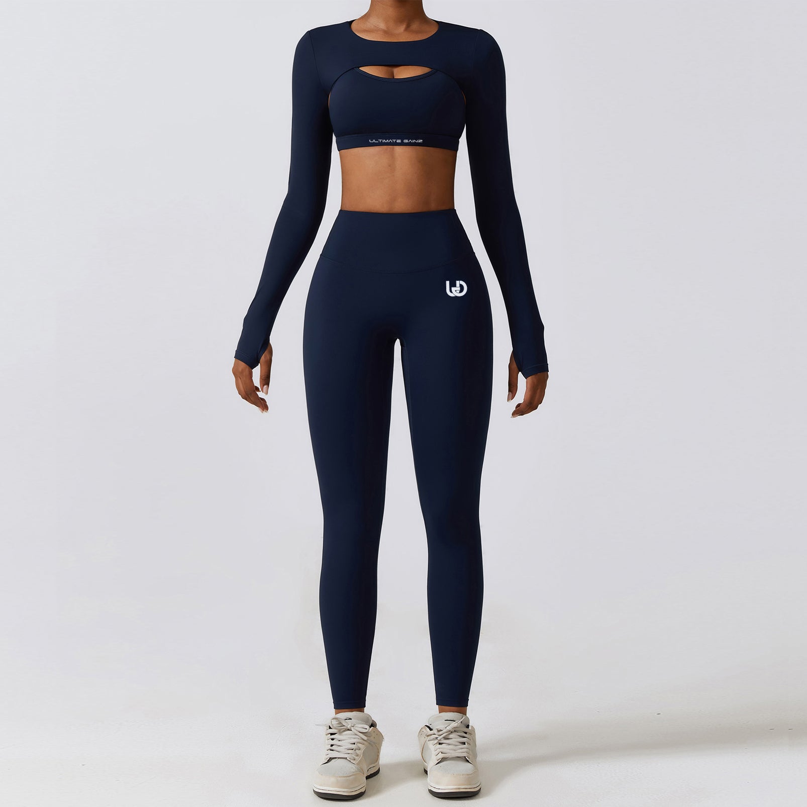 Hailey | Lange Mouwen Crop Top - Marineblauw