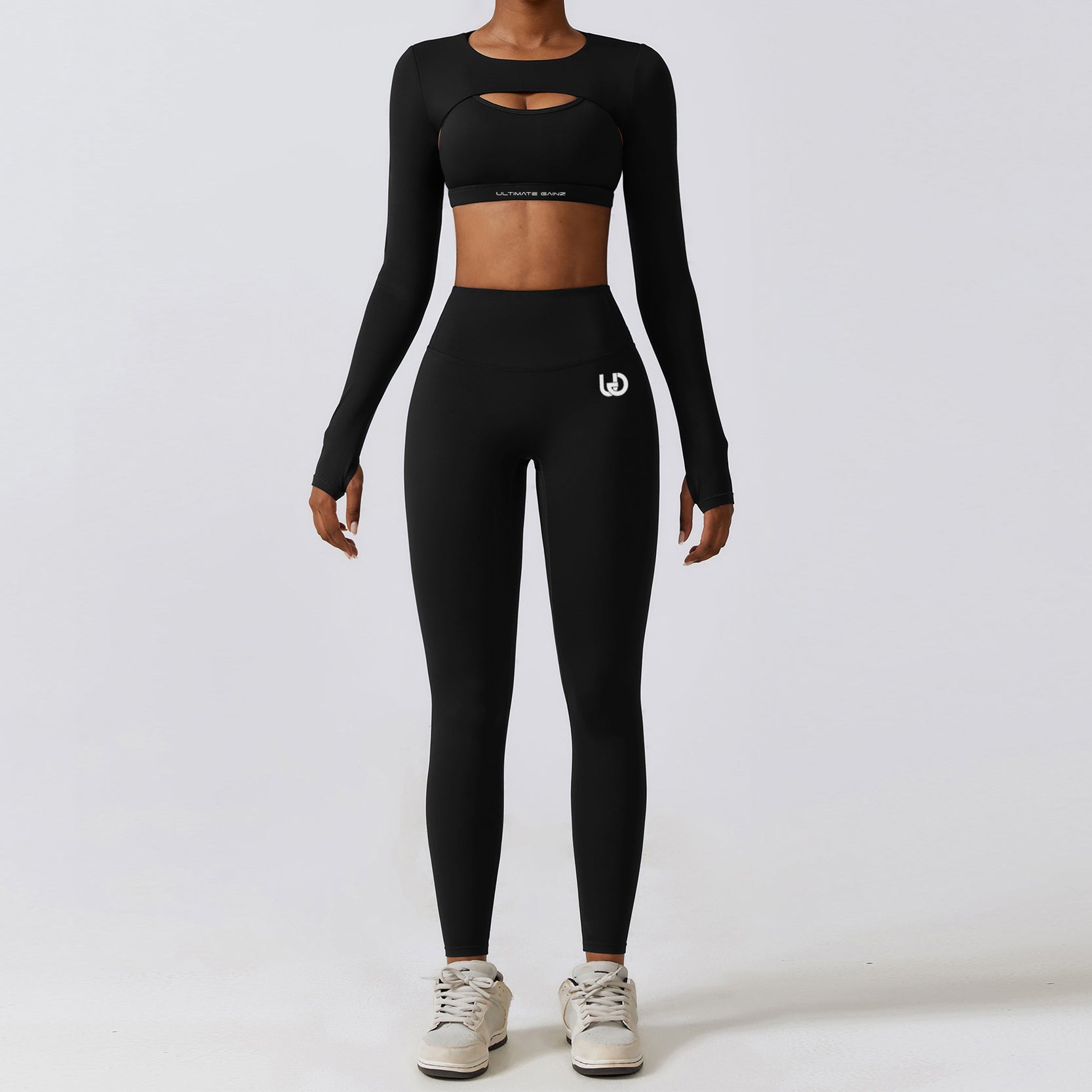 Hailey | Lange Mouwen Crop Top - Zwart