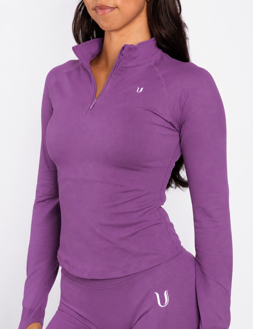 Beau | Half Zip Lange Mouwen Top - Paars